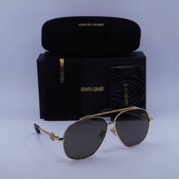 Roberto Cavalli SRC008V 400P Aviator Sunglasses – Yellow Gold/Grey Polarized - Picture 4 of 10